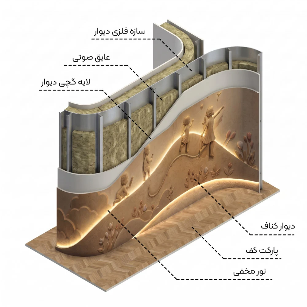 فروشگاه کالای خواب کودک — مطالعه ساخت دیوار شاخص