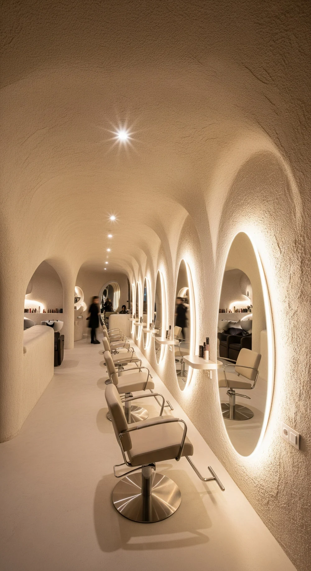 Conceptual Women's Beauty Salon — Mirrors integrated into the wall