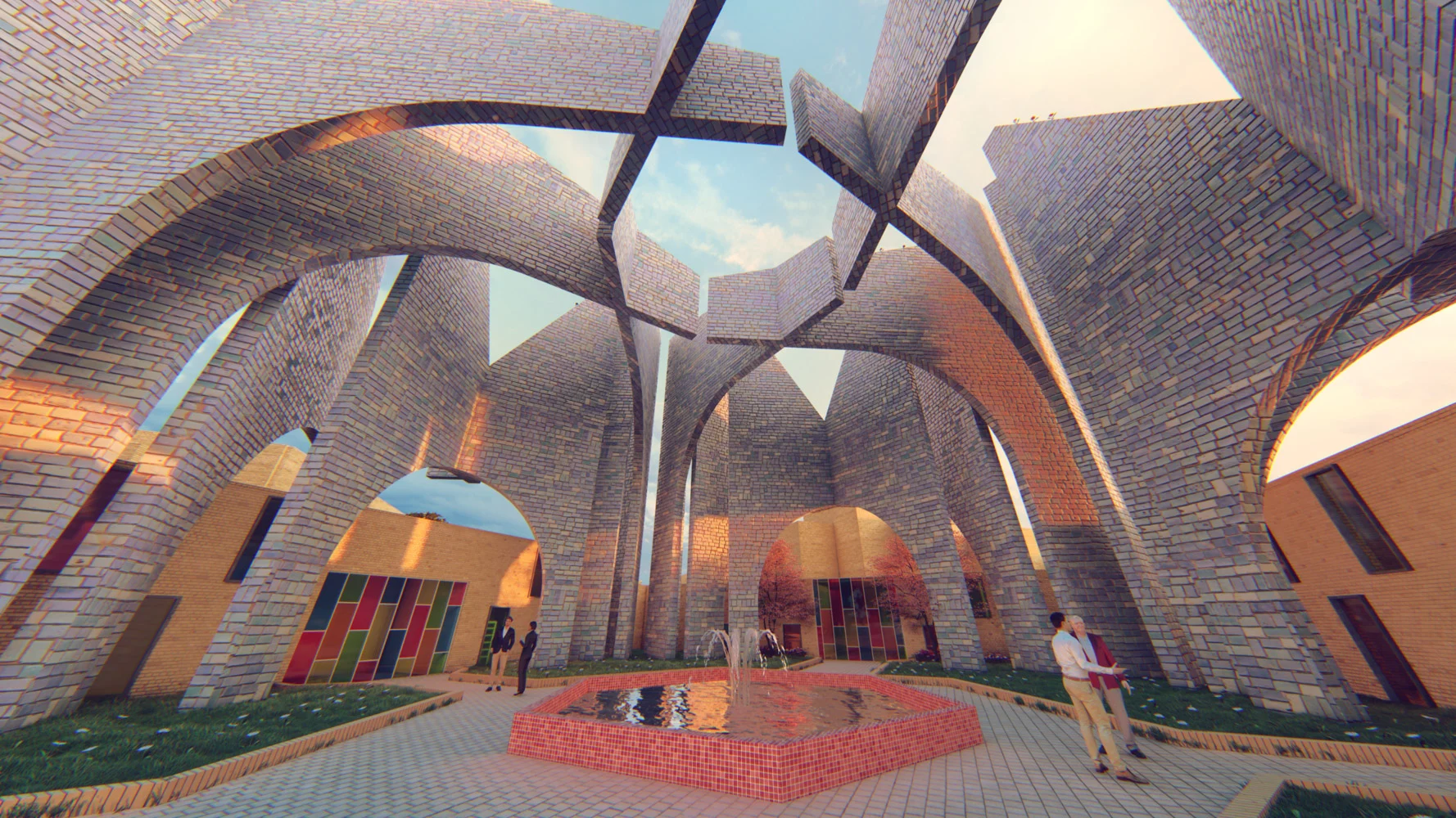 Persian Literature Center — Interlocking arches and the open sky