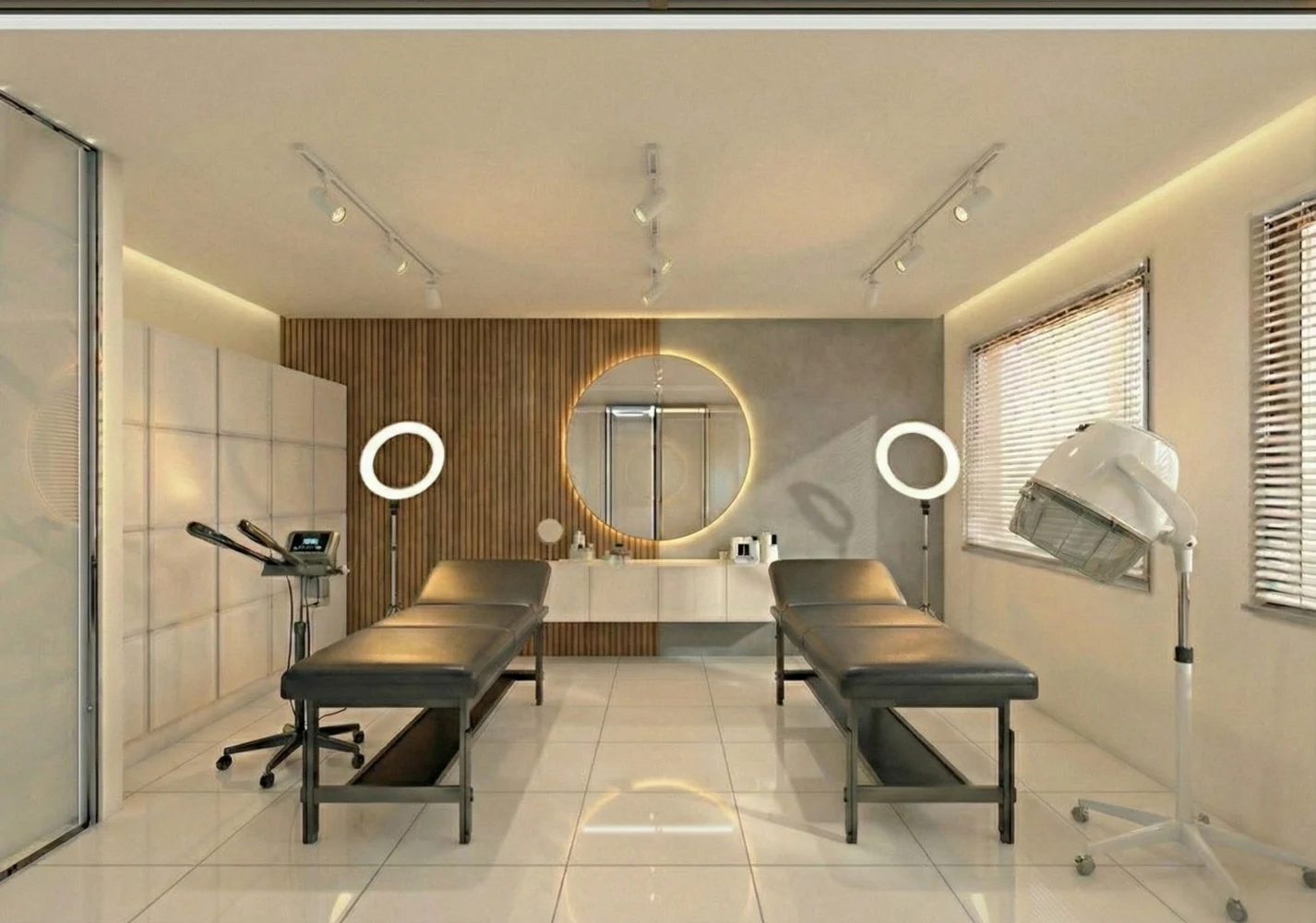 Rochilay Beauty Salon — Lash Room — Harmonizing Timber and Concrete in One Frame